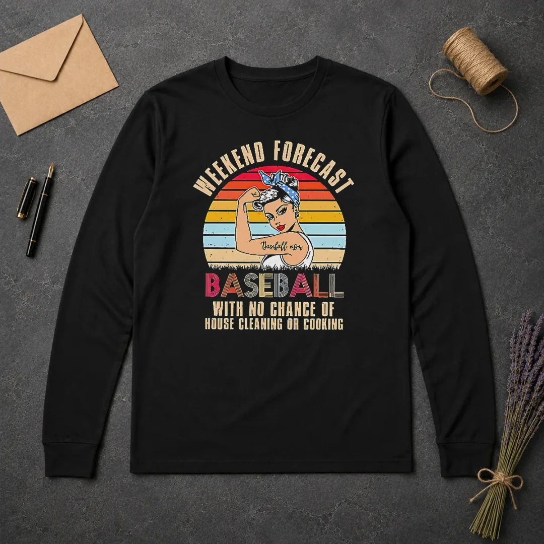 Awesome Pretty Baseball Mom Weekend Forecast With No Chance Of House Cleaning Or Cooking Long Sleeve Shirt Awesome Pretty Baseball Mom Weekend Forecast With No Chance Of House Cleaning Or Cooking Long Sleeve Shirt
