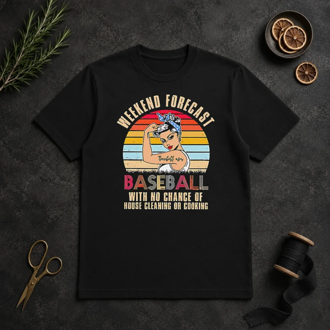 Awesome Pretty Baseball Mom Weekend Forecast With No Chance Of House Cleaning Or Cooking t shirt Awesome Pretty Baseball Mom Weekend Forecast With No Chance Of House Cleaning Or Cooking