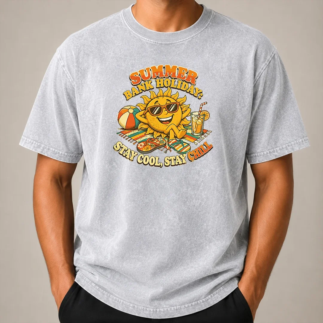 Awesome Pretty Summer Bank Holiday Vintage Chill Sun Washed T Shirt Awesome Pretty Summer Bank Holiday Vintage Chill Sun Washed T-Shirt
