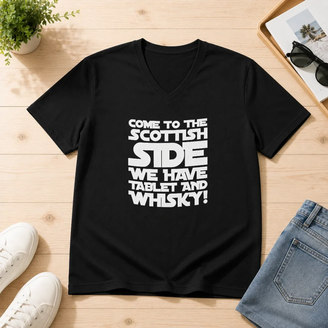 awesome-scottish-gift-come-to-the-scottish-side-we-have-tablet-and-whisky-v-neck-shirt Awesome Scottish Gift Come To The Scottish Side We Have Tablet And Whisky V-Neck Shirt