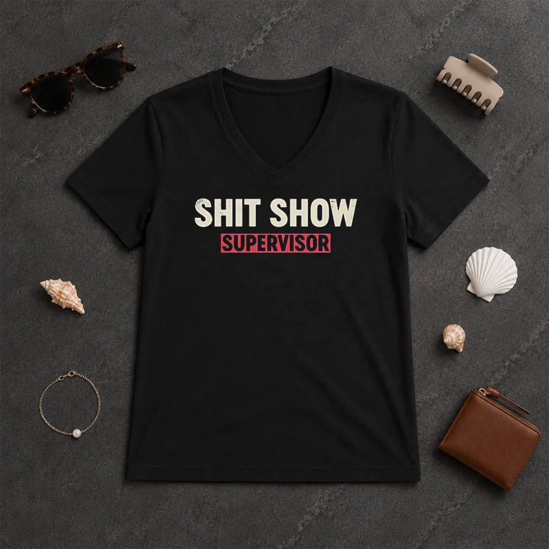 Awesome Shit Show Supervisor Geek V Neck Shirt Awesome Shit Show Supervisor Geek V-Neck Shirt
