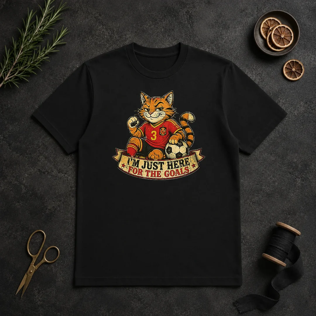 Awesome Spanish Soccer Cat Meme Im Just Here For The Goals Retro Dis t shirt Awesome Spanish Soccer Cat Meme Im Just Here For The Goals Retro Dis