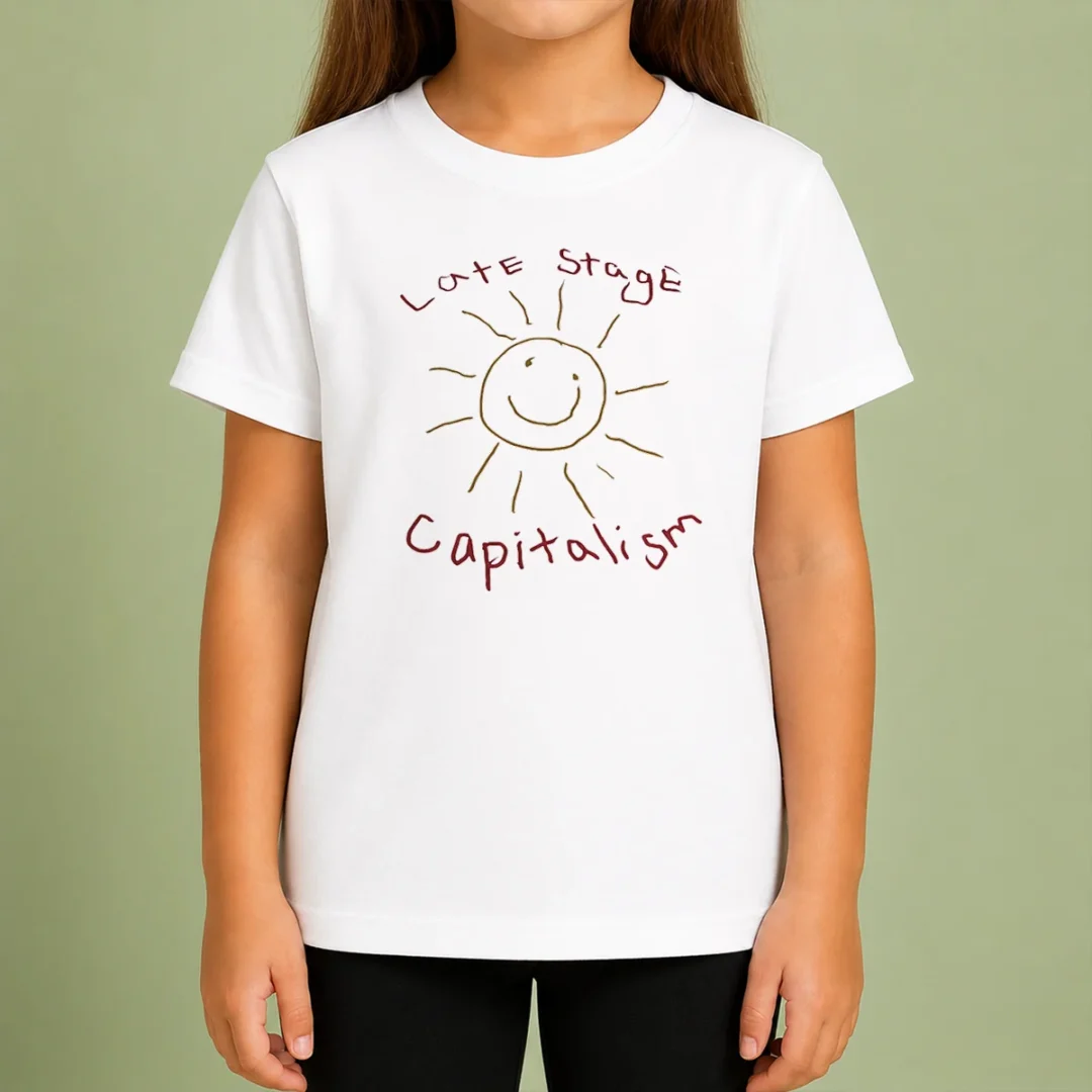awesome-top-late-stage-capitalism-smiley-face-political-satire-kids-t-shirt Awesome Top Late Stage Capitalism Smiley Face Political Satire Kids T-Shirt