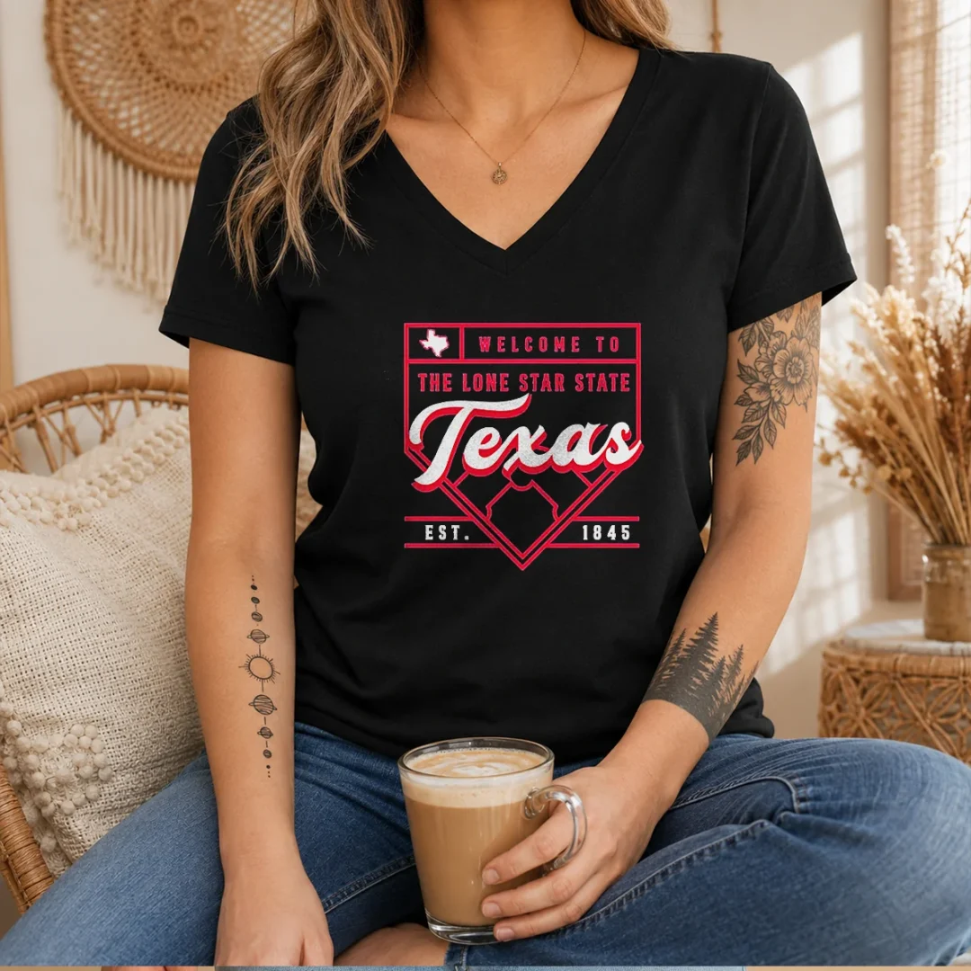 awesome-welcome-to-the-lone-star-state-texas-est-1845-v-neck-shirt Awesome Welcome To The Lone Star State Texas Est 1845 V-Neck Shirt
