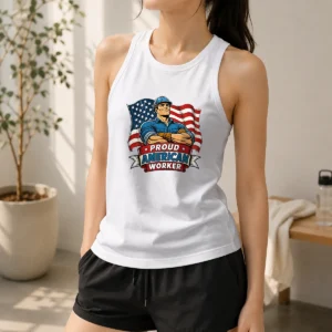Hot Awesome Labour Day Proud American Worker Comic Tank Top