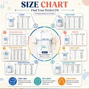 Size chart for Awesome Oh My My What A Time To Be Alive Inspirational Quote with measurements in inches and cm to help choose the right fit