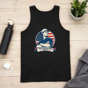 Hot Original Labour Day Minimalist Proud American Worker Tank Top