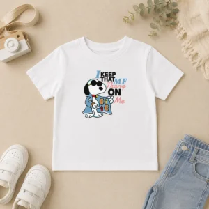 Awesome Top Snoopy Peanuts I Keep That MF Thang On Me Hot Dog Mustard Ketchup Kids T-Shirt