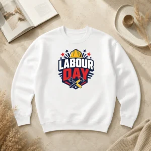 Pretty Bold Shield Badge Labour Day Construction Tools Sweater