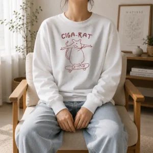 Official Hot Ciga Rat Smoking Mouse On Skateboard Rat Sweater
