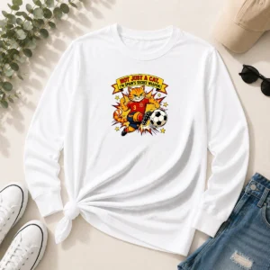 Awesome Spain Soccer Cat Meme Comic Funny Football Humor Long Sleeve Shirt