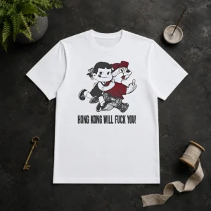 Pretty Top Hong Kong Will Fuck You Cartoon Middle Finger