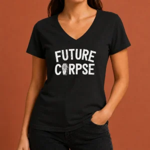Top Funny Distressed Future Corpse With Coffin Goth V-Neck Shirt