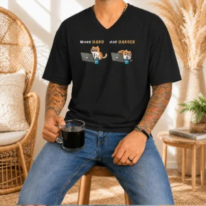 Hot Awesome Work Hard Nap Harder V-Neck Shirt
