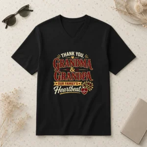 Hot Premium Grandparents Day Thank You Typography For Family Gifts V-Neck Shirt