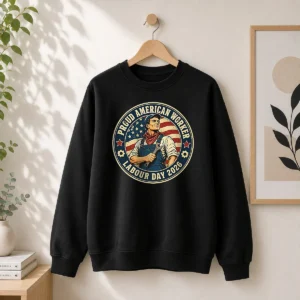 Nice Labour Day Proud American Worker Vintage Badge Sweater