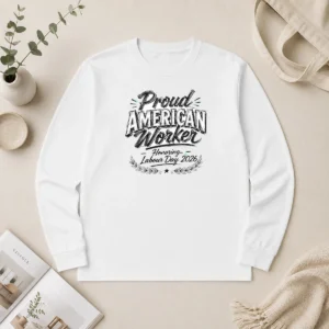 Good Nice Labour Day Proud American Worker Sketch Long Sleeve Shirt