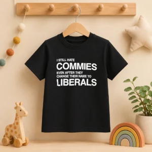 Original I Still Hate Commies Even After They Change Their Name To Liberals Text Kids T-Shirt