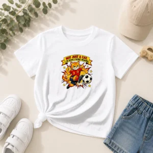 Awesome Spain Soccer Cat Meme Comic Funny Football Humor Kids T-Shirt