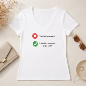 Nice Hot I Drink Alcohol I Disinfect The Wounds Of The Soul V-Neck Shirt