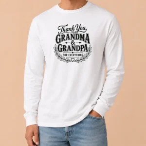 Funny Official Grandparents Day Thank You With Line Art Typography Long Sleeve Shirt