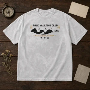 Hot Poler Vaulting Club Perfection Nevada Geek Washed T Shirt in soft, faded fabric with short sleeves and crew neck