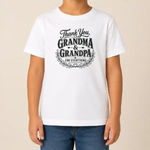 Funny Official Grandparents Day Thank You With Line Art Typography Kids T-Shirt