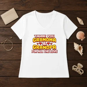 Original Thank You Grandparents Day Heartfelt Message V-Neck Shirt