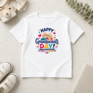 Hot Funny Happy Grandparents Day Love Wisdom Hearts Illustration Kids T-Shirt