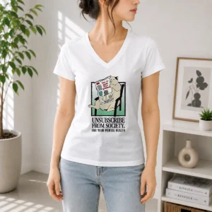 Pretty Cat Unsubscribe From Society How To Avoid Life S Problems How To Disassociate V-Neck Shirt