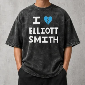 Premium Pretty I Heart Elliott Smith Indie Rock Singer Songwriter Washed T-Shirt