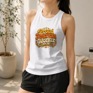 Happy Premium Proud American Worker Labour Day 2026 Groovy Retro Tank Top