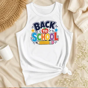 Premium Bold Modern Back To School Orange Circle Tank Top