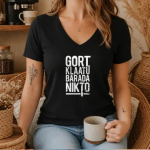 Nice Gort Klaatu Barada Nikto Geek V-Neck Shirt