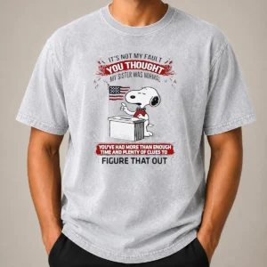 Good Funny Snoopy It'S Not My Fault You Thought My Sister Was Normal Washed T-Shirt