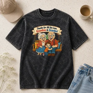 Hot Premium Grandparents Day Thank You Cartoon With Cozy Swing Washed T-Shirt