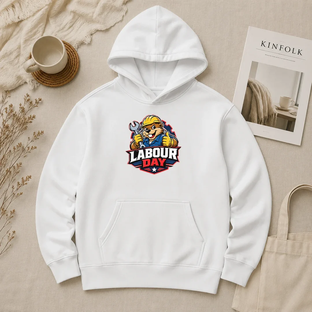 Funny Beaver Mascot Labour Day Thumbs Up Wrench Hoodie Funny Beaver Mascot Labour Day Thumbs Up Wrench Hoodie
