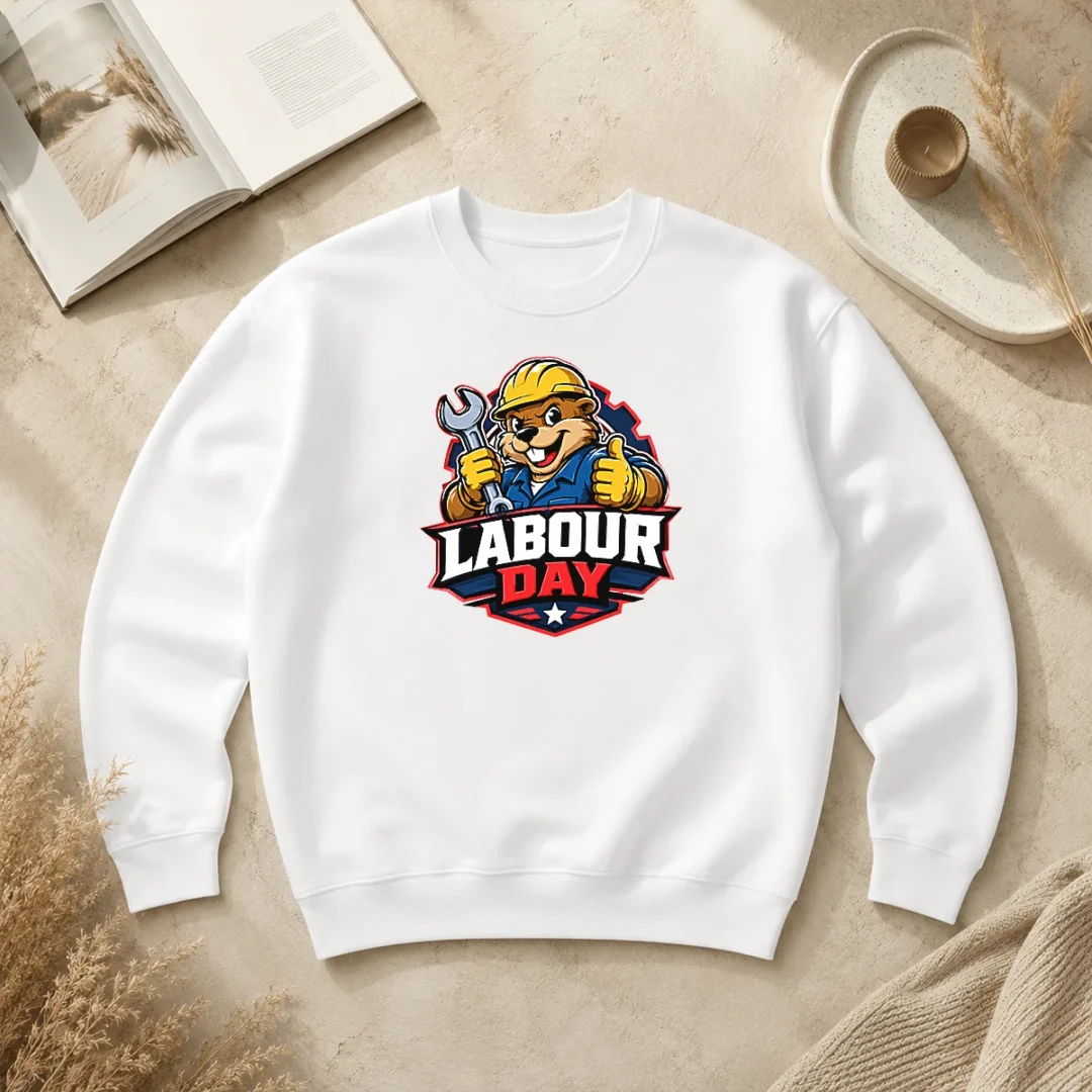Funny Beaver Mascot Labour Day Thumbs Up Wrench Sweater Funny Beaver Mascot Labour Day Thumbs Up Wrench Sweater