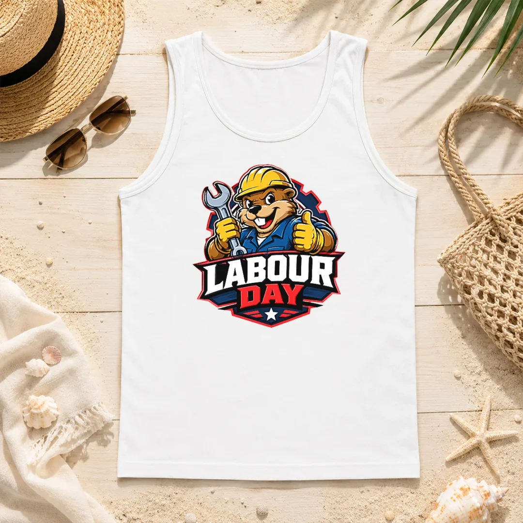 Funny Beaver Mascot Labour Day Thumbs Up Wrench Tank Top Funny Beaver Mascot Labour Day Thumbs Up Wrench Tank Top
