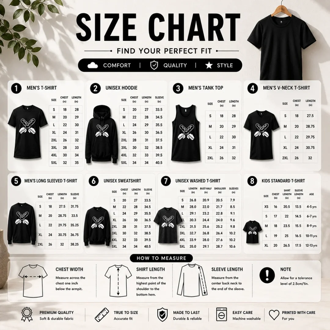 funny-corndog-knuckles-hotdog-size-chart Size chart for Funny Corndog Knuckles Hotdog with measurements in inches and cm to help choose the right fit