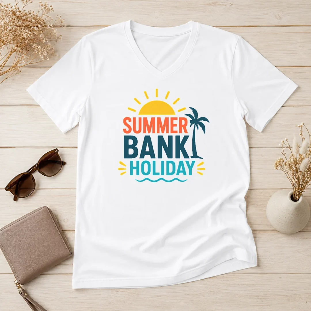 funny-good-minimalist-flat-summer-bank-holiday-sun-palm-wave-v-neck-shirt Funny Good Minimalist Flat Summer Bank Holiday Sun Palm Wave V-Neck Shirt