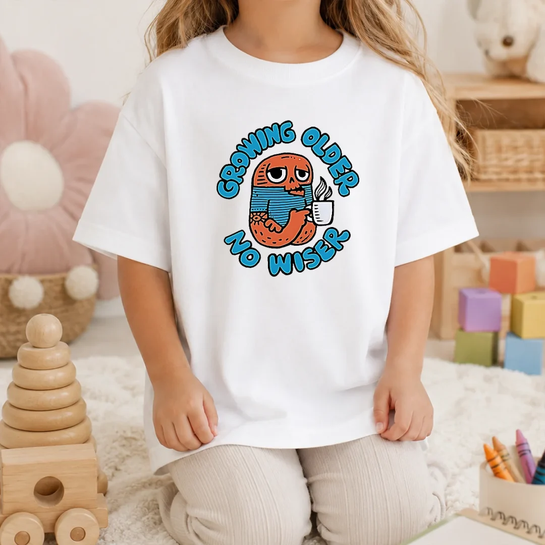 funny-growing-older-no-wiser-aging-coffee-lover-kids-t-shirt Funny Growing Older No Wiser Aging Coffee Lover Kids T-Shirt