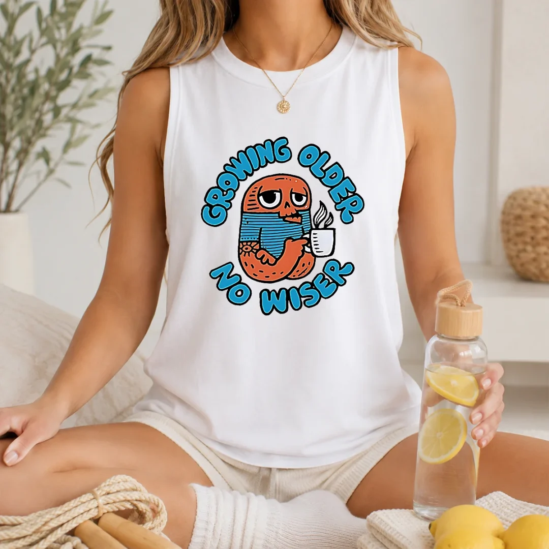 funny-growing-older-no-wiser-aging-coffee-lover-tank-top Funny Growing Older No Wiser Aging Coffee Lover Tank Top