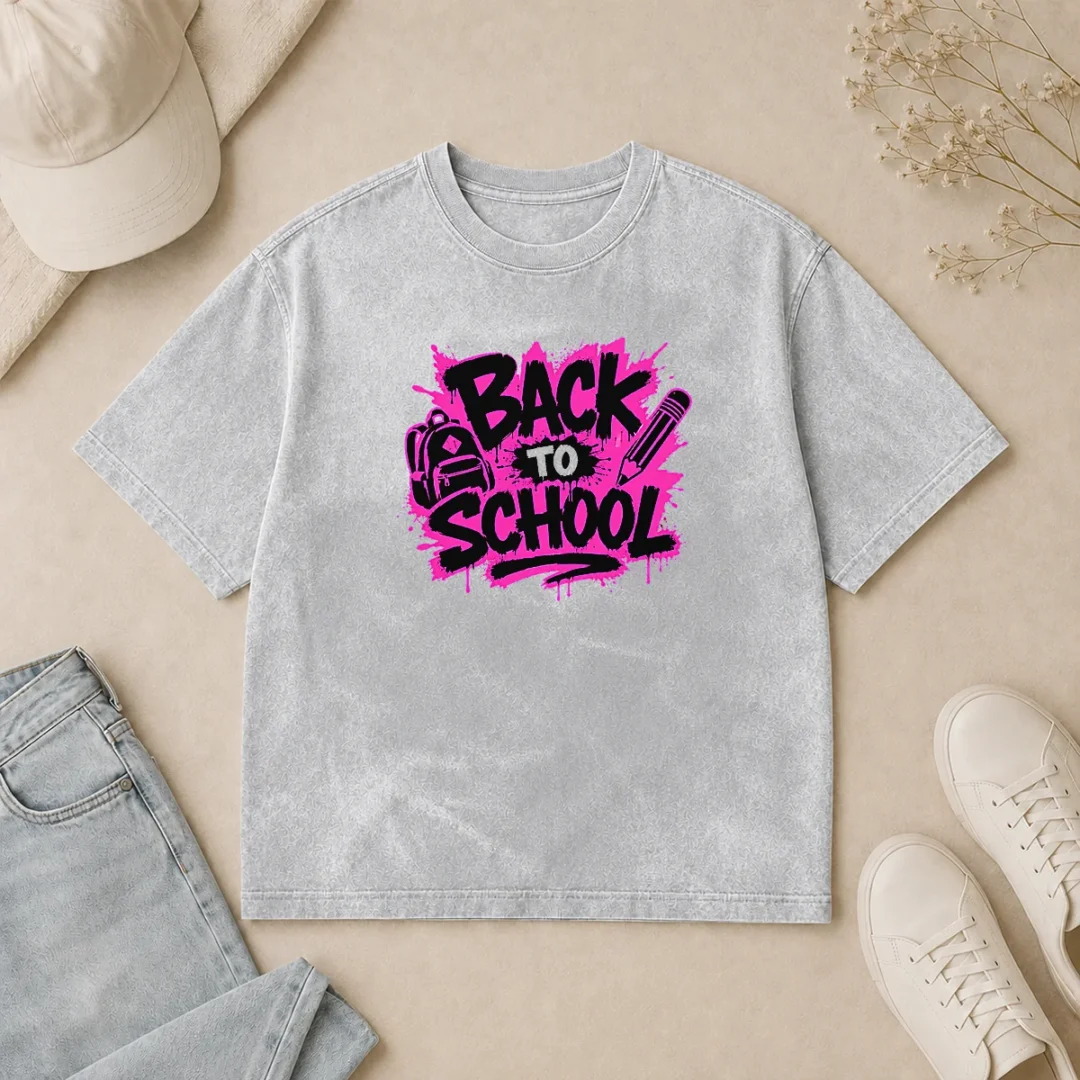Funny Hot Cute Cartoon Back To School Apple Pencil Stars Washed T Shirt Funny Hot Cute Cartoon Back To School Apple Pencil Stars Washed T-Shirt