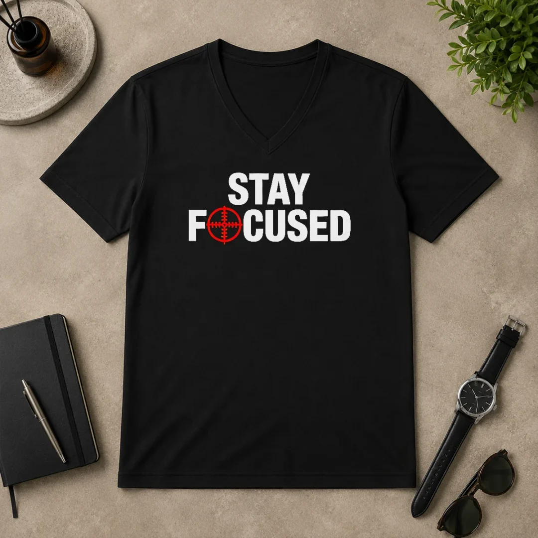 Funny Hot Stay Focused Crosshair V Neck Shirt Funny Hot Stay Focused Crosshair V-Neck Shirt