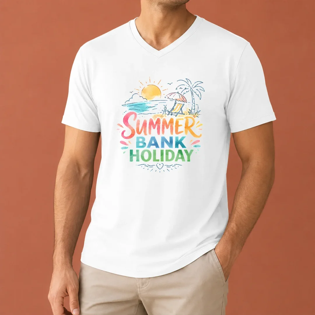 funny-nice-watercolor-beach-scene-summer-bank-holiday-relax-v-neck-shirt Funny Nice Watercolor Beach Scene Summer Bank Holiday Relax V-Neck Shirt