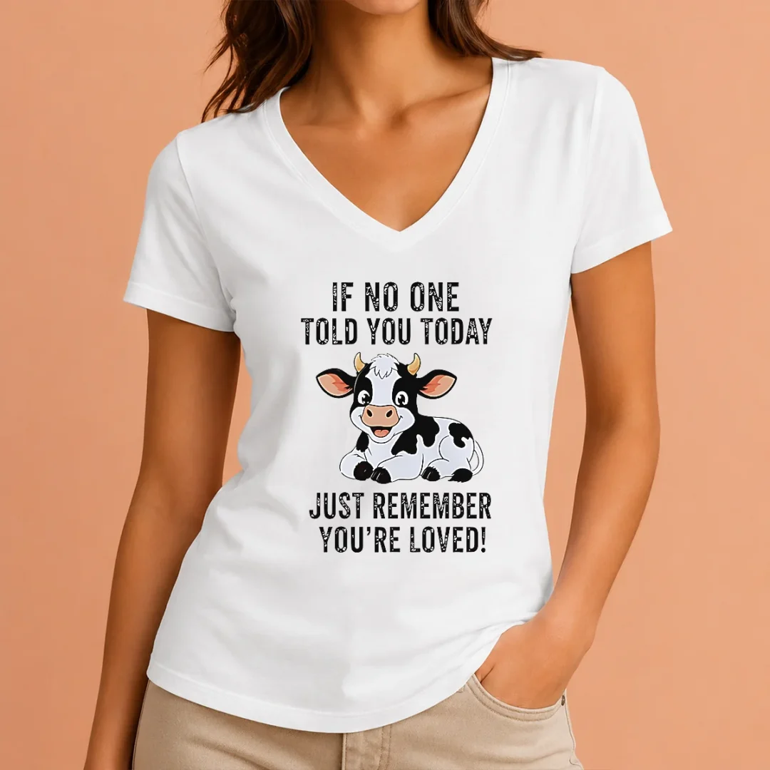 funny-official-cow-if-no-one-told-you-today-just-remember-you-re-loved-v-neck-shirt Funny Official Cow If No One Told You Today Just Remember You'Re Loved V-Neck Shirt