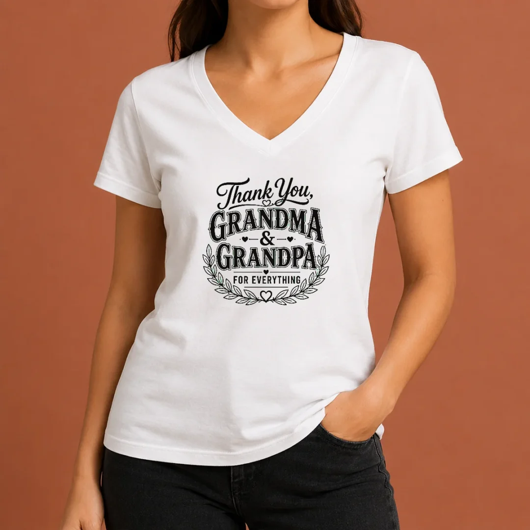 Funny Official Grandparents Day Thank You With Line Art Typography V Neck Shirt Funny Official Grandparents Day Thank You With Line Art Typography V-Neck Shirt