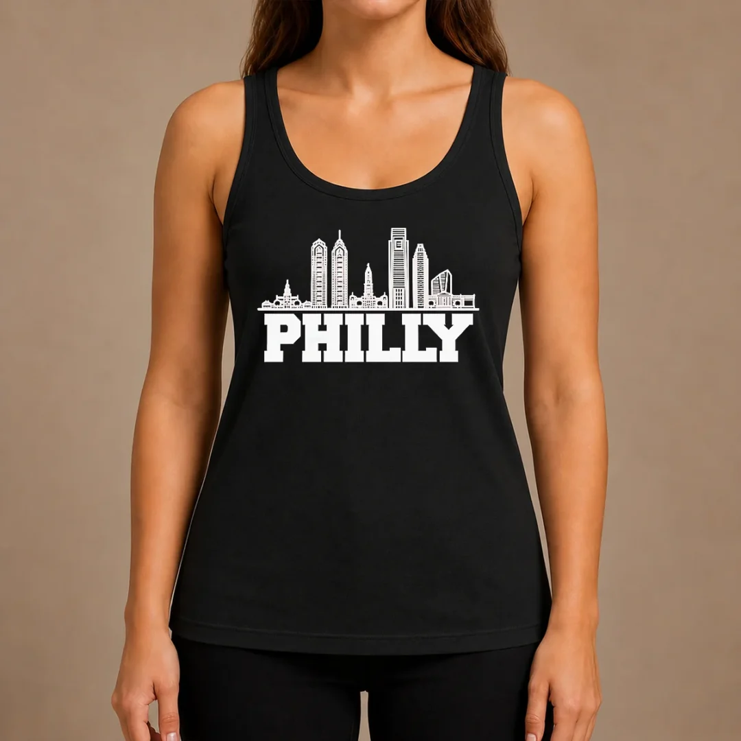 funny-official-philly-skyline-apparel-philadelphia-city-silhouette-tank-top Funny Official Philly Skyline Apparel Philadelphia City Silhouette Tank Top