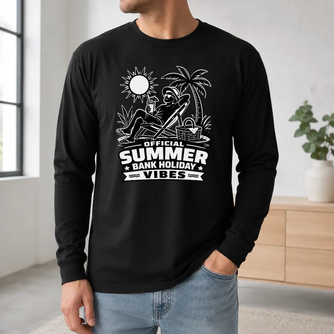 Funny Original Summer Bank Holiday Vibes Silhouette Long Sleeve Shirt Funny Original Summer Bank Holiday Vibes Silhouette Long Sleeve Shirt